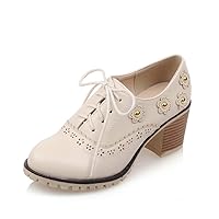 Women's Perforated Lace-up Wingtip Close Front Brogue Shoes Vintage Oxford Shoes