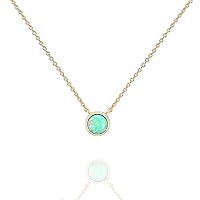 PAVOI 14K Gold Plated Round Created Opal Necklace | Opal Necklaces for Women