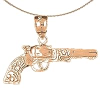 Revolver Gun Necklace | 14K Rose Gold Revolver Gun Pendant with 18