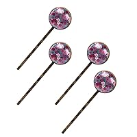 4 Pcs Bobby Pins Hair Clips for Women, Petunia Flowers Hair Pins Decorative Long Hairpins Elephant Hair Barrettes with Jewelry Box Packaged