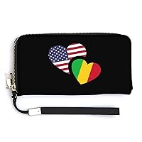 Mali US Flag Fashionable Handheld Wallet Credit Card Change Handbag Travel Purses Money Organizers Cell Phone Bag