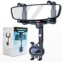 Phone Mount for Car, 360° Rotatable and Retractable Car Phone Holder Mount Free Adjustment Rear View Mirror Phone Holder for Car Universal Rearview Mirror Cell Phone Car Mount Fit for All Smartphones