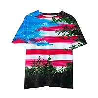 Tight Top Boys Kid Toddler Shirts 4 of July 3D Graphic Printed Tees Boys Girls Novelty Fashion (Purple-2, 4-5 Years)