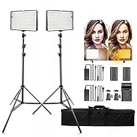 n/a L4500 LED Video Light Kit Dimmable 3200K-5600K 15W CRI 95 Studio Photo Lamps Metal Panel with Tripod for Shoot
