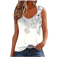 Trendy Summer Tops for Women Dressy Casual Floral Tank Tops Loose Fit Scoop Neck O-Ring Sleeveless Cami Shirts Blouses