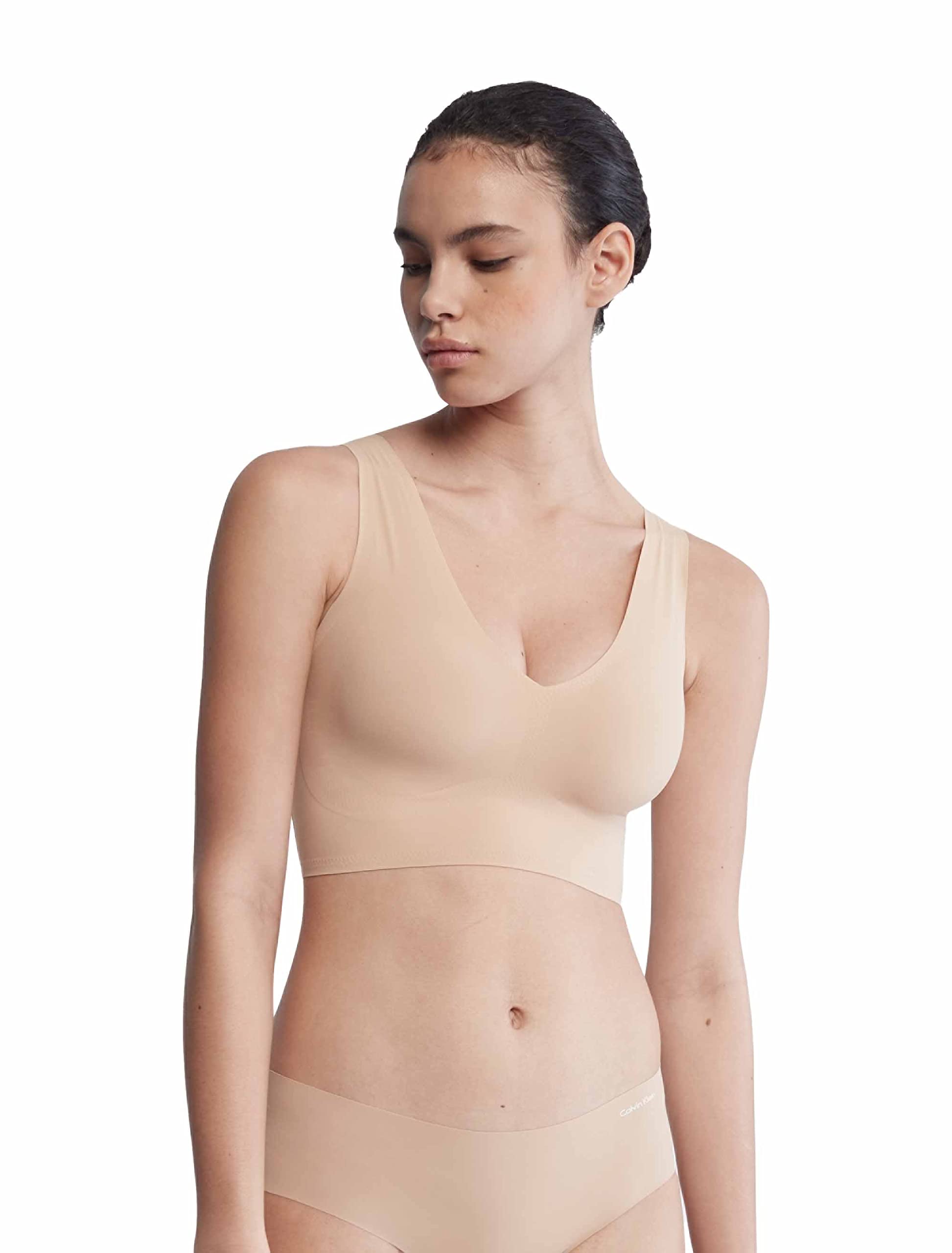 Calvin Klein Women's Invisibles Comfort Seamless Lightly Lined V Neck Bralette Bra