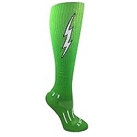 Youth Lime with White Knee-High Insane Bolt Soccer Socks