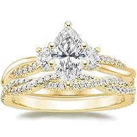 Petite Twisted Vine Moissanite Diamond Ring Set, 1.0 Carat Marquise Moissanite Engagement Ring Set, Wedding Ring Set, Bridal Ring, Promise/Anniversary Rings for Wife