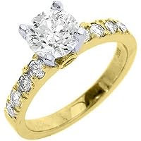 14k Yellow Gold Brilliant Round Diamond Engagement Ring 1.72 Carats