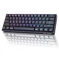 VELOCIFIRE Wireless Bluetooth Mechanical Keyboard, M2 61 Keys Mini 60% Mechanical Gaming Keyboard, RGB Backlit Hot Swappable Gateron Brown Switch Black Keyboard