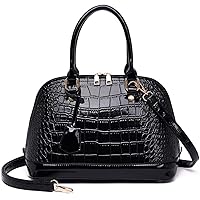 Women's Patent Leather Totes Elegant Handbag Crocodile Pattern Top Handle Purse Shell Shoulder Bag