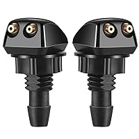 2PCS Front Windshield Washer Nozzles, Windshield Wiper Sprayer Nozzle Jet Kit, Fit for Most Cars Chrysler Subaru BMW Buick Chevrolet Ford Dodge (Black)