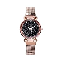 Women Watch Alloy Shinning Starry Sky Wristwatch Exquisite Fashionable with Magnetic Mesh Strap for Birthday Anniversary Gift Gold, Women Watch