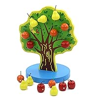 Magnetic Fruit Pear Tree Orchard for Kids Geometric Assembling Educational Toys Pick Apple Games Fruit Skewers Table Games