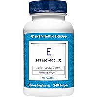 The Vitamin Shoppe Vitamin E 400IU - Natural Source, Supports Healthy Cardiovascular System, Immune Health & Eye Health - Once Daily (240 Softgels)
