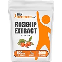 BulkSupplements.com Rosehip Extract Powder - Herbal Supplement for Antioxidants Support, Rose HIPS Powder - Gluten Free - 500mg per Serving, 2000 Servings (1 Kilogram - 2.2 lbs)