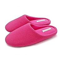 Womens Cotton Waffle Lightweight House Slippers With Memory Foam, Washable Home Slippers,Indoor Comfy Bedroom Cozy Slippers Slip On