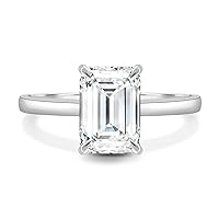 Nitya Jewels 2.50 CT Emerald Colorless Moissanite Engagement Ring for Women/Her, Wedding Bridal Ring Sets, Eternity Sterling Silver Solid Gold Diamond Solitaire 4-Prong Sets, for Her