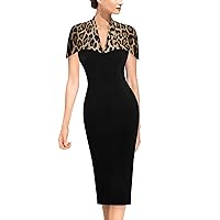 VFSHOW Womens Elegant Cape Cocktail Party Slim Fitted Stretch Bodycon Pencil Dress
