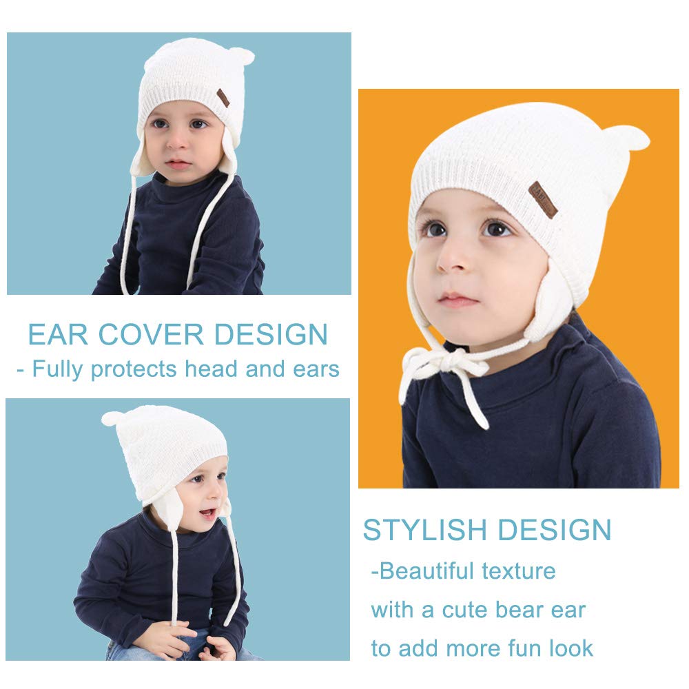 XIAOHAWANG Baby Hat Cute Bear Toddler Earflap Beanie Warm for Fall Winter