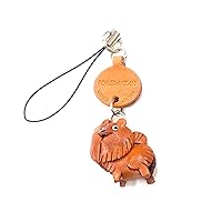 Pomeranian Leather Dog mobile/Cellphone Charm VANCA CRAFT-Collectible Cute Mascot Made in Japan