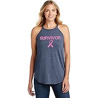 Ladies Breast Cancer Tank Top Survivor Tri Rocker Tanktop