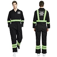 TopTie Men's Reflective Trim Coverall Add Your Own Custom Text Name Personalized Message or Image, Regular Size