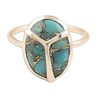 NOVICA Artisan Handmade .925 Sterling Silver Cocktail Ring Composite Turquoise Reconstituted India Gemstone 'Modern Scarab'