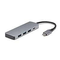 Amazon Basics USB 3.2/3.1 Gen 2 Hub Dock, 10Gbps, USB-C to 1xUSB-C / 3xUSB-A Works with Windows/Mac, Silver, Black