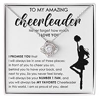 Cheerleader Necklace Silver Plated Love Knot Standard - NEVER FORGET How Much - Personalized Appreciation Cheerleading Dance Acrobatic