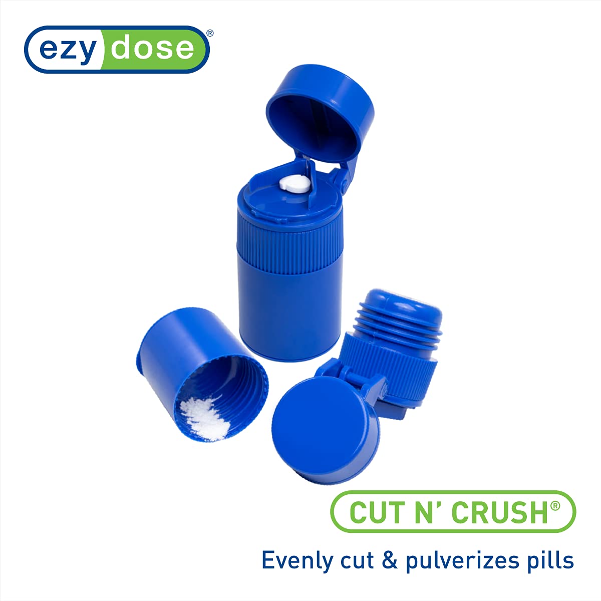 EZY DOSE Cut N' Crush │ Pill Cutter│ Pill Crusher, Blue, 1 Count (Pack of 1), 67750