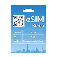 eSIM Card for Korea 7 Days 5 GB, Activation Required, Korea SIM Card for esim Compatible Devices, 4G High-Speed Network