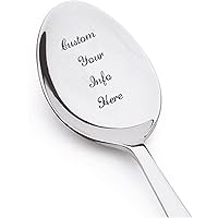 Custom Personalized Spoon Engraved Your Idea,Text,Massage in the Spoon Customize Awesome Stainless Steel Spoon Engraved Spoon Unique Gift for Best Friend,Lover,Parent,Child (Dinner Spoon)