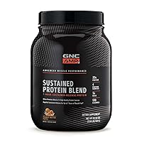AMP Sustained Protein Blend | Targeted Muscle Building and Exercise Formula | 4 Protein Sources with Rapid & Sustained Release | Gluten Free | Peanut Butter Puffs | 28 Servings