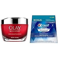Olay Regenerist Micro-Sculpting Cream Face Moisturizer 1.7 oz with Crest 3D White Professional Effects Whitestrips Whitening Strips Kit