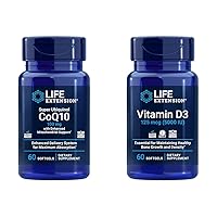 Super Ubiquinol CoQ10 with Enhanced Mitochondrial Support & Vitamin D3 125 mcg (5000 IU), Bone Health
