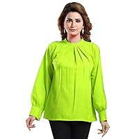 Women's Top Tunic Party Wear Light Green Color Plus Size