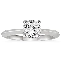 AGS Certified 1 Carat Knife Edge Diamond Solitaire Ring in 14K White Gold (J-K Color, I2-I3 Clarity)