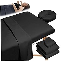 Massage Table Sheets Set 3Pcs/Set Massage Table Cover Soft Massage Bed Cover Reusable Facial Bed Cover Includes Fitted Sheet ＆ Face Cover for SPA Beauty Tattoos Black S Massage Table Cover