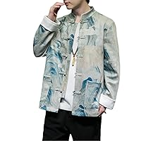 Chinese Style Improved Hanfu Traditional Clothing Button Jacket Tai Chi Kung Fu Tie Dye Tang Suit Men Coat