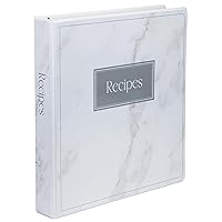 Samsill Recipe Binder Full Page 8.5 x 11 Kit, 1 Inch D-Ring, Marble Design