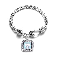 Inspired Silver - Silver Square Charm Bracelet with Cubic Zirconia Jewelry