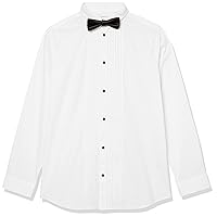 Calvin Klein Boys Long Sleeve Tuxedo Dress Shirt with Bowtie, Button-Down with Classic Pleated Bib, Includes Matching Hanky