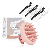 AIMIKE 6pcs Professional Hair Clips for Styling Sectioning with Scalp Massager Shampoo Brush, Soft Silicone Hair Scrubber for Washing Hair