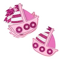 Homeford Foam Sailboat Cutouts with Glitter, 3-1/4-Inch, 10 Count (Pink)