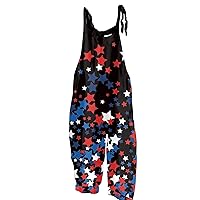 Jumpsuits for Women 2024 - American Flag Printed One Piece - Adjustable Straps 4th of July Rompers Overalls