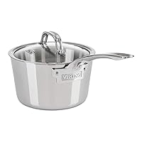 Viking Culinary Contemporary 3-Ply Stainless Steel Saucepan, 2.4 Quart, Includes Glass Lid, Dishwasher, Oven Safe, Works on All Cooktops including Induction