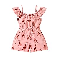 Baby Does Girls Giraffe Pattern Jumpsuit Teen Wide Leg Rompers Kids Summer Casual Shorts 4 Month Girl (Pink, 2-3 Years)