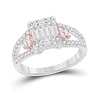 The Diamond Deal 14kt Two-tone Gold Womens Baguette Diamond Fashion Cluster Ring 3/4 Cttw