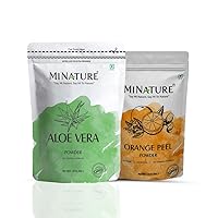 Combo of Orange Peel Powder & Aloe Vera Powder by mi nature | For Natural Skincare Facial Mask |DIY Face Pack |All Pure & Natural | freen from Chemical | Made in India| (Pack of 2) 227gram(08Oz) Each